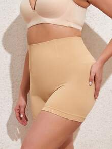 Plus Solid Shapewear Shorts - Apricot - View 4
