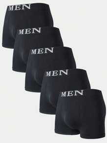 男士5入組字母圖案平角內褲