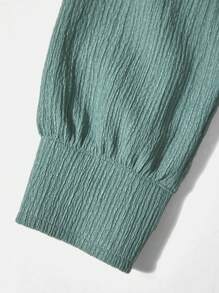 RueChic Teen Girl Solid Button Front Shirt & Pants - Green - View 5