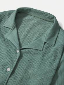 RueChic Teen Girl Solid Button Front Shirt & Pants - Green - View 6