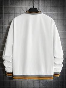 Manfinity VCAY Men Casual Antler Print Striped Trim Jacket - White - View 2