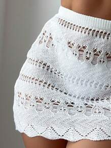 Swim Vcay 鏤空扇貝邊罩裙 - 白色 - 查看 5