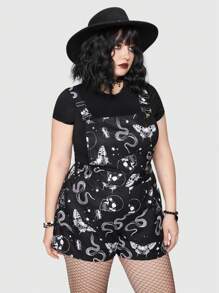 ROMWE Goth Hơn Sọ & In rắn Romper tổng thể Without Tee - Nhiều màu - Xem 3
