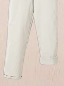 SHEIN Tween Boy Slant Pocket Straight Leg Trousers - Beige - View 4