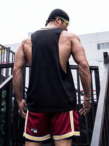 GymBeat 男士標語圖案運動背心 - 黑色 - 查看 2