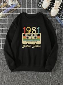 Manfinity Homme Hombres Sudadera con estampado de letra - Negro - Ver 1