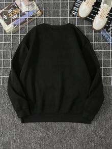 Manfinity Homme Hombres Sudadera con estampado de letra - Negro - Ver 2