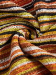 ROMWE Hippie Camiseta de rayas fruncido delantero - Multicolor - Ver 4