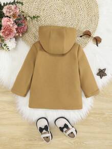 SHEIN Thickened Plush Hooded Coat For Baby Girls, Casual & Warm Winter Outerwear