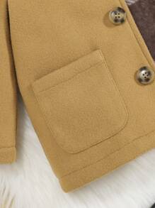 SHEIN Thickened Plush Hooded Coat For Baby Girls, Casual & Warm Winter Outerwear