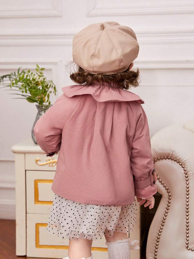Baby Girl Ruffle Trim Button Front Jacket