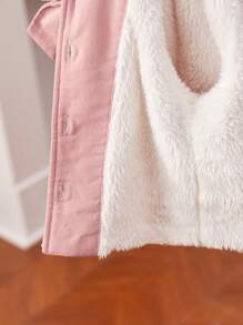 SHEIN Baby Girl Ruffle Trim Button Front Jacket - Dusty Pink - View 6