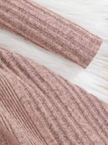 SHEIN 羅紋針織純色嬰童（女）洋裝 - 藕粉色 - 查看 4