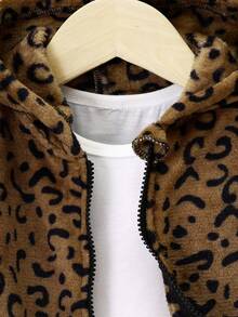 Đứa bé gái Hoa văn Báo áo có mũ Flannelette áo Without Tee - Nhiều màu - Xem 3