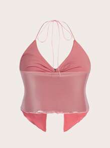 SHEIN ICON Top sin espalda con detalle de anillo en forma de corazón para verano, talla grande
