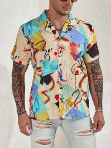Manfinity RSRT Men Plus Graffiti Print Shirt - Multicolor - View 3
