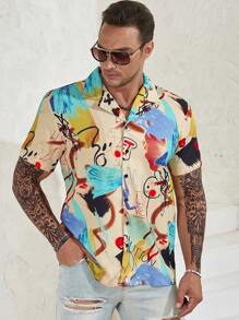 Manfinity RSRT Men Plus Graffiti Print Shirt - Multicolor - View 4