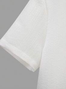 SHEIN 男童前扣口袋休闲短袖衬衫 - 白色 - 查看 5