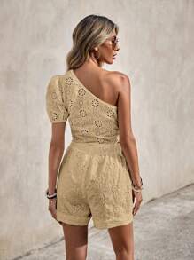 SHEIN VCAY 單肩側打結短款上衣&短褲