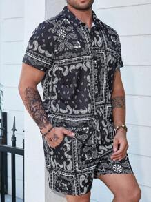 Manfinity Homme Nam Plus In hoa Paisley Áo sơ mi & Quần short - Nhiều màu - Xem 1