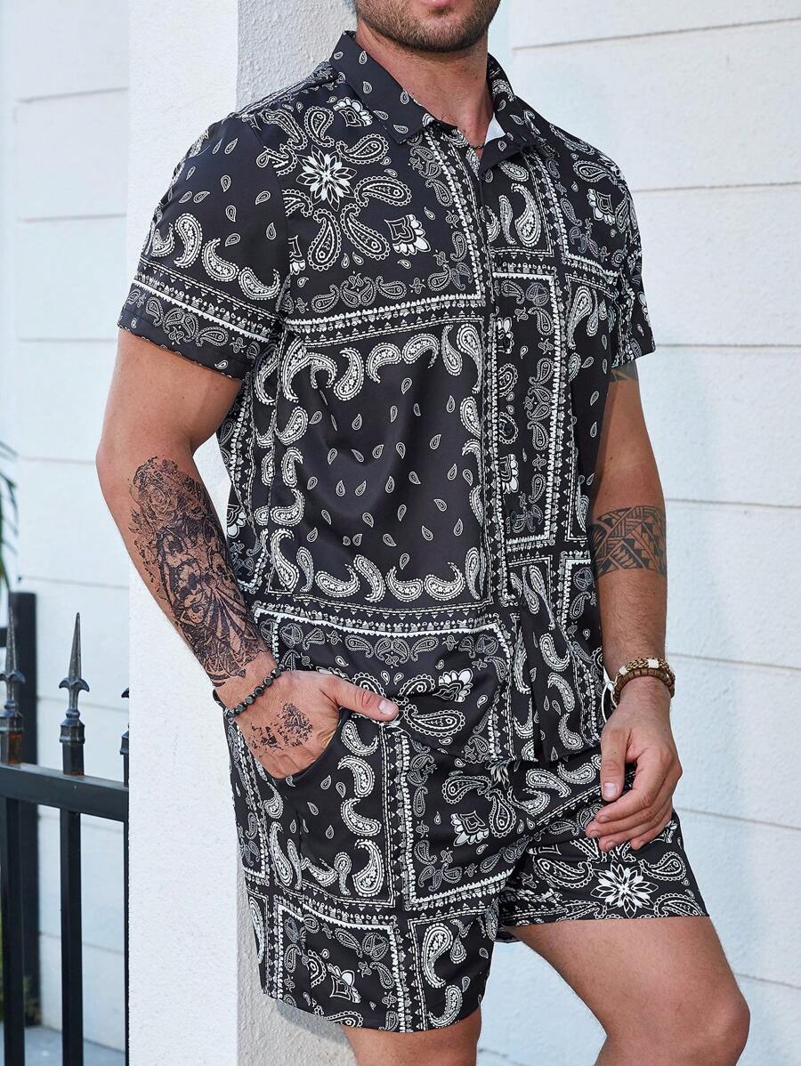 Manfinity Homme Nam Plus In hoa Paisley Áo sơ mi & Quần short - Nhiều màu - Xem 1