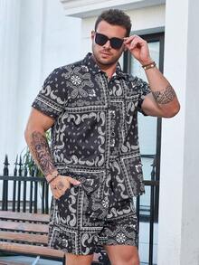 Manfinity Homme Nam Plus In hoa Paisley Áo sơ mi & Quần short - Nhiều màu - Xem 3