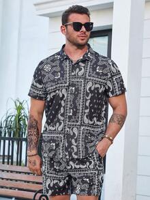 Manfinity Homme Nam Plus In hoa Paisley Áo sơ mi & Quần short - Nhiều màu - Xem 4