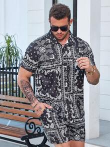 Manfinity Homme Nam Plus In hoa Paisley Áo sơ mi & Quần short - Nhiều màu - Xem 5