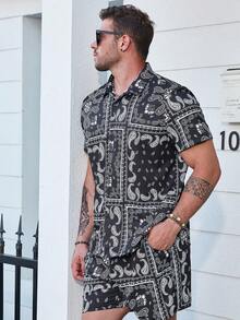 Manfinity Homme Nam Plus In hoa Paisley Áo sơ mi & Quần short - Nhiều màu - Xem 6