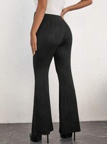 SHEIN 孕婦可調節腰圍喇叭褲 - 黑色 - 查看 2