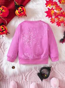 SHEIN Young Girl 1pc Cartoon Print Sweatshirt - Pink - View 2