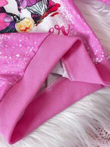 SHEIN Young Girl 1pc Cartoon Print Sweatshirt - Pink - View 6