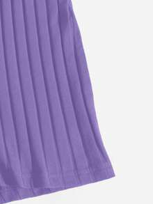 SHEIN EZwear Plus Mock Neck Ribbed Knit Unitard Romper - Violet Purple - View 5
