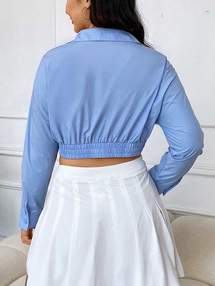Plus Twist Front Crop Shirt