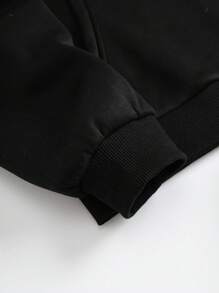 INAWLY Mushroom Print Drawstring Thermal Lined Hoodie,Long Sleeve Tops Graduation,Back To School Outfits,Graduation,Teacher Outfits For Women,Back To School Pullover Fall Outfit - Black - View 3