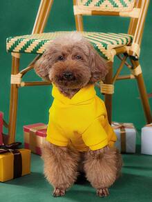 Klokloshoo 1 bộ quần áo cho thú cưng dễ thương, áo len thêu màu vàng cho mùa xuân, mùa thu và mùa đông, hai chân - Màu vàng - Xem 2
