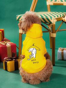 Klokloshoo 1 bộ quần áo cho thú cưng dễ thương, áo len thêu màu vàng cho mùa xuân, mùa thu và mùa đông, hai chân - Màu vàng - Xem 3