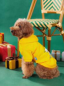 Klokloshoo 1 bộ quần áo cho thú cưng dễ thương, áo len thêu màu vàng cho mùa xuân, mùa thu và mùa đông, hai chân - Màu vàng - Xem 4