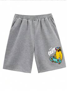 Tween Boy Cartoon Graphic Shorts - Grey - View 4