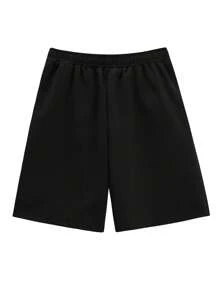Tween Boy Letter Graphic Shorts - Black - View 4