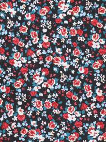 SHEIN Tween Girl Ditsy Floral Print Cami Dress & Super Crop Top