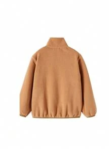 Tween Boy Letter Patched Detail Coat - Coffee Brown - View 2