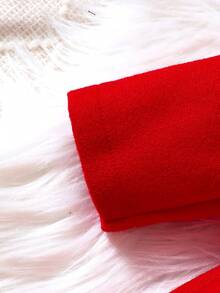 Baby Girl Double Breasted Borg Collar Bow Front Coat & Hat - Red - View 6