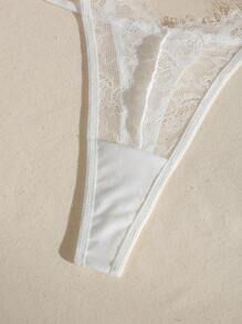 SHEIN Floral Lace Underwire Lingerie Set Bridallingerie - White - View 10