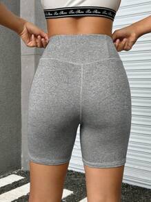 SHEIN EZwear 前收褶騎行褲