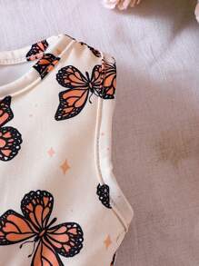 SHEIN Baby Girl Butterfly Print Dress - Apricot - View 4