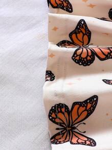 SHEIN Baby Girl Butterfly Print Dress - Apricot - View 6