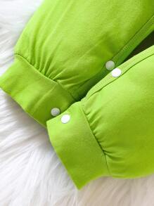 SHEIN 女嬰卡通圖案拼接邊連帽連身褲