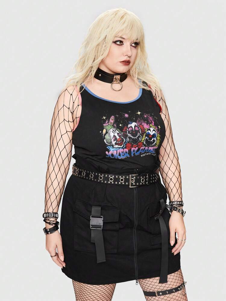 Plus Letter Graphic Ringer Tank Top