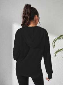 Easithlete Zip Up Hooded Sports Jacket - Black - View 4